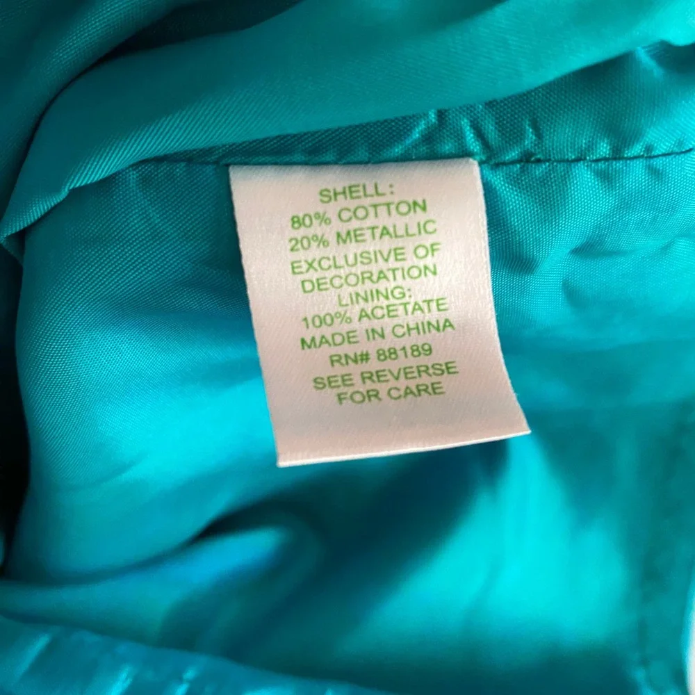 Lilly Pulitzer Payton Brewster Blue Big Bang Metallic Rhinestone Shift Dress 14 - Picture 10 of 12